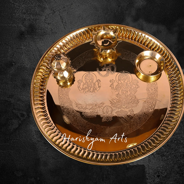 Traditional Brass Pital Puja Thali for Daily Rituals and Festive Worship