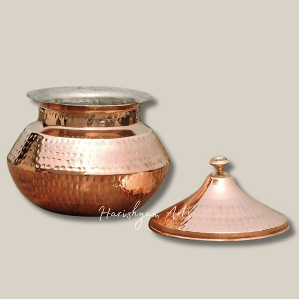 Traditional Copper Biryani Handi with Lid for Flavourful Cooking