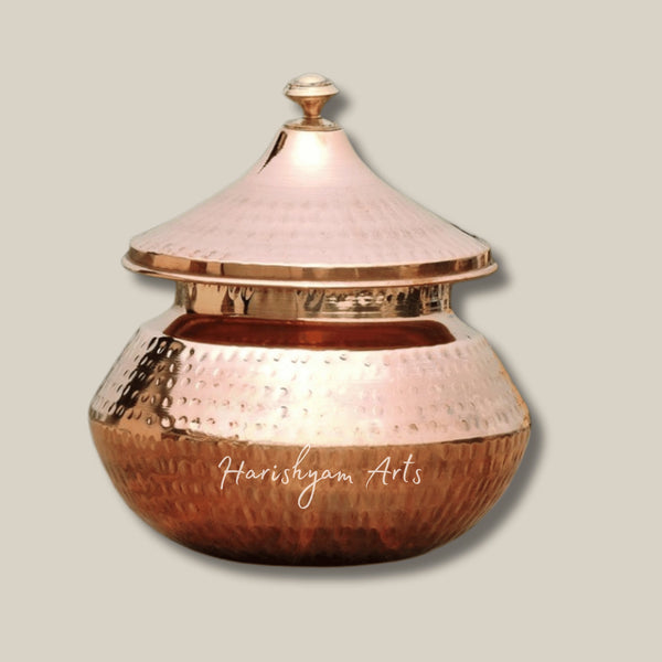Traditional Copper Biryani Handi with Lid for Flavourful Cooking