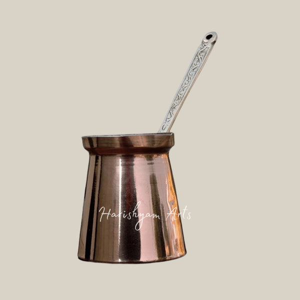 Traditional Copper Turkish Coffee Pot with Elegant Brass Handle