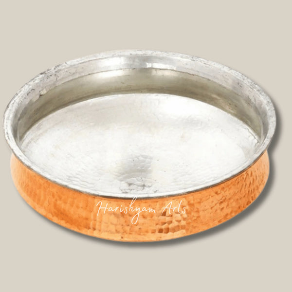 Traditional Hammered Copper Lagan Handi with Inner Tin Coating for Rich Flavors