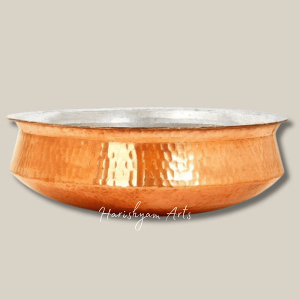 Traditional Hammered Copper Lagan Handi with Inner Tin Coating for Rich Flavors