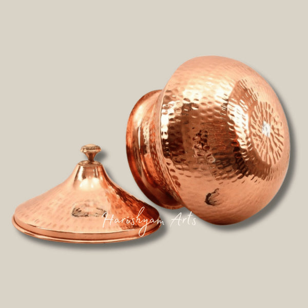 Traditional Hammered Copper Punjabi Handi for Cooking and Serving