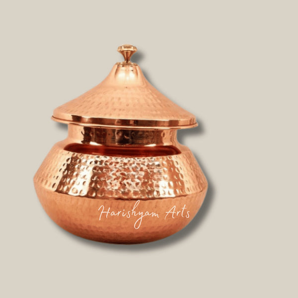 Traditional Hammered Copper Punjabi Handi for Cooking and Serving