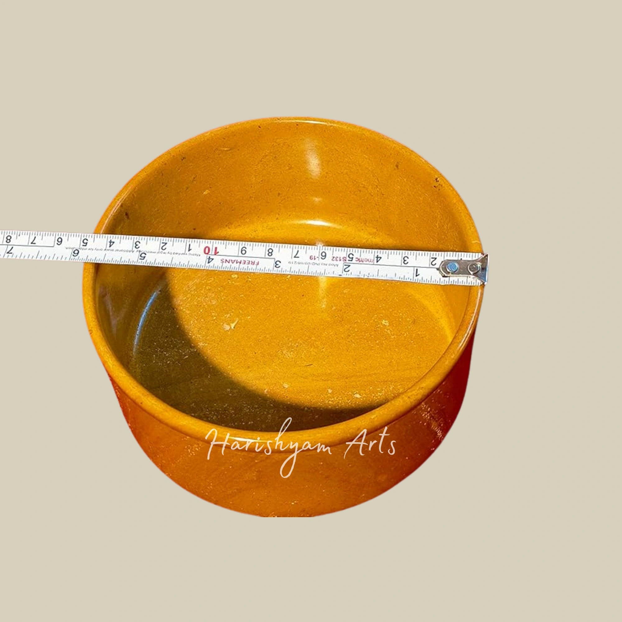 Traditional Jaisalmer Yellow Stone Bowl Handcrafted Desert Rock Yogurt Serving Container Premium Kitchen Utensil 650ml