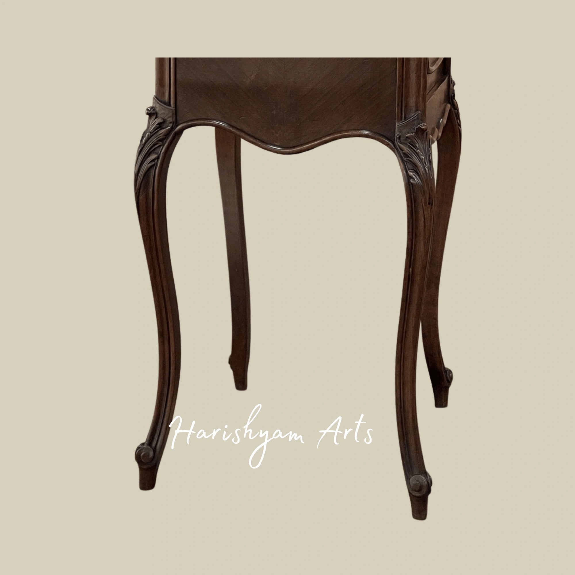 Traditional Marble Top Wooden Bedside Cabinet with Elegant Design