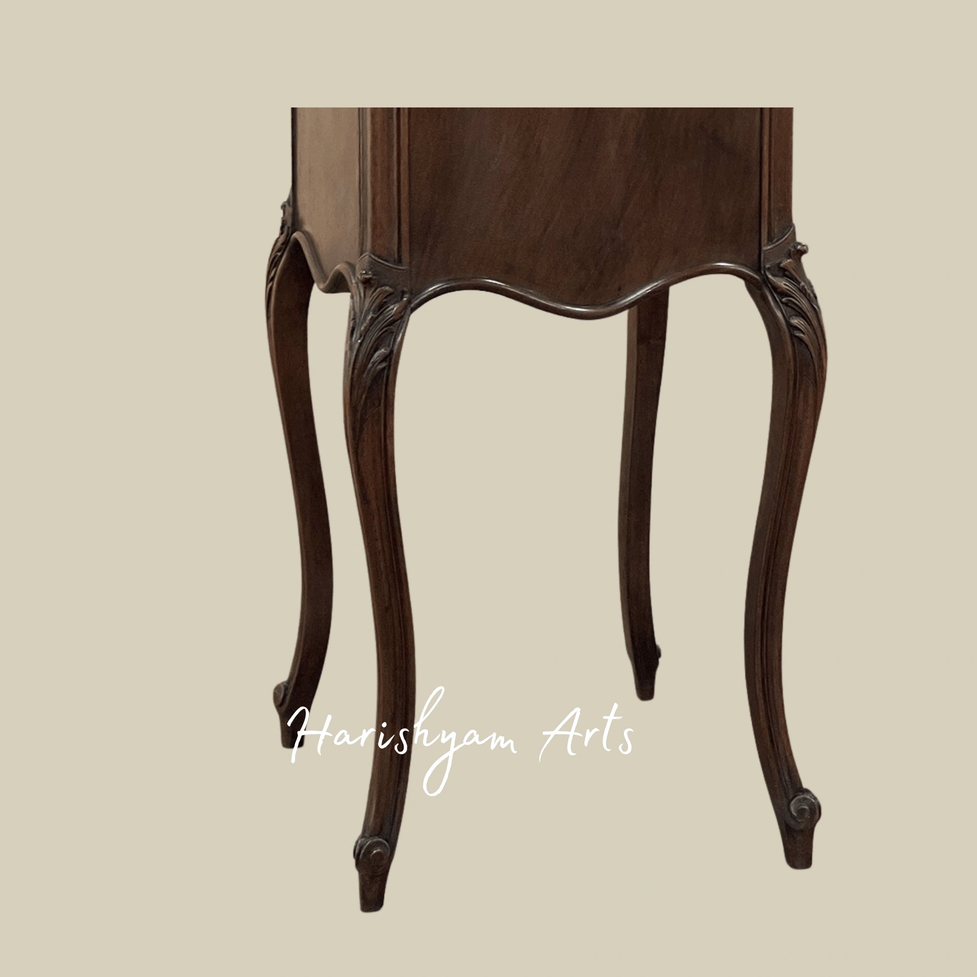 Traditional Marble Top Wooden Bedside Cabinet with Elegant Design