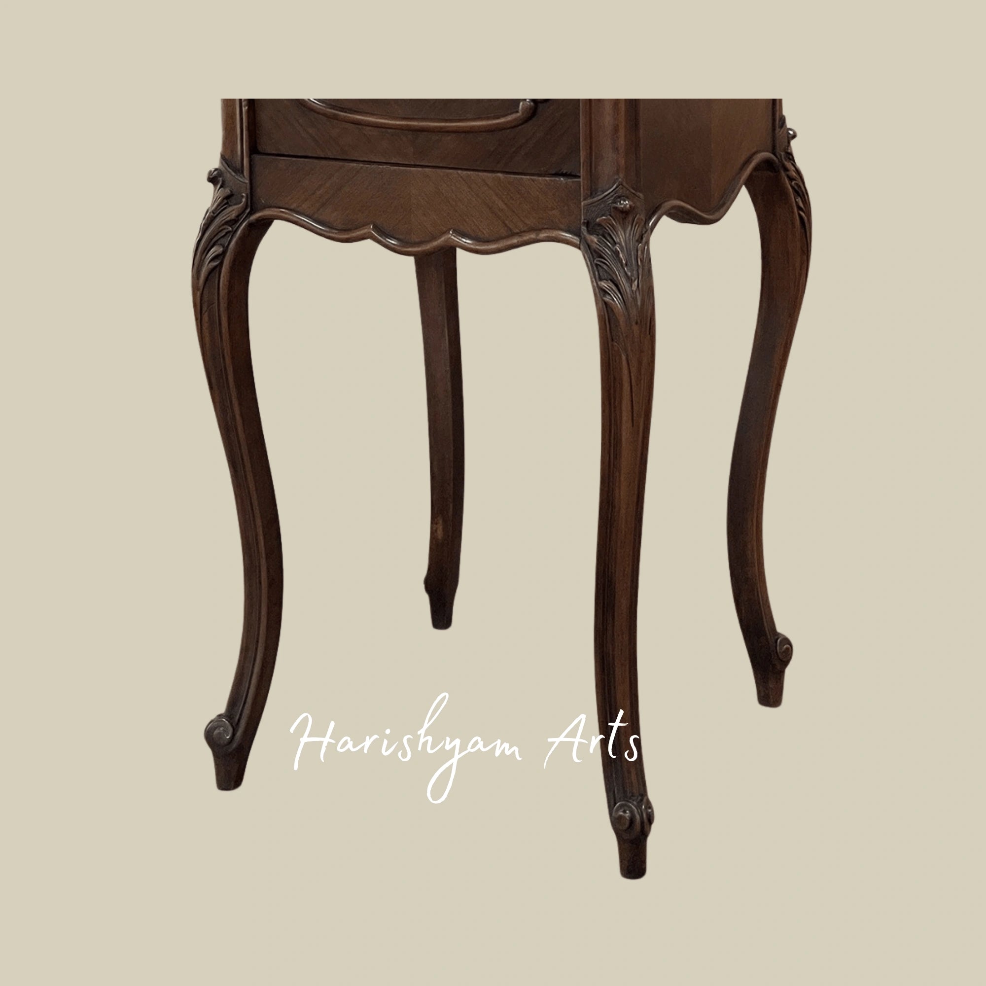 Traditional Marble Top Wooden Bedside Cabinet with Elegant Design