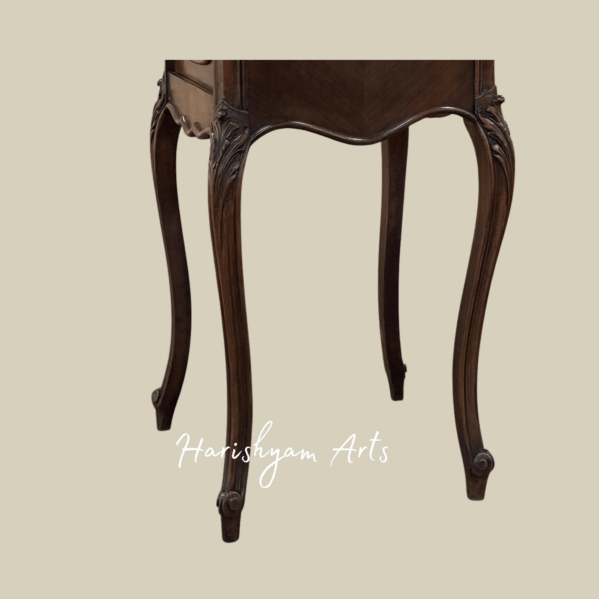 Traditional Marble Top Wooden Bedside Cabinet with Elegant Design