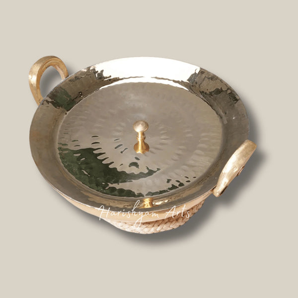 Traditional Round Bottom Brass Kadai for Deep Frying and Cooking