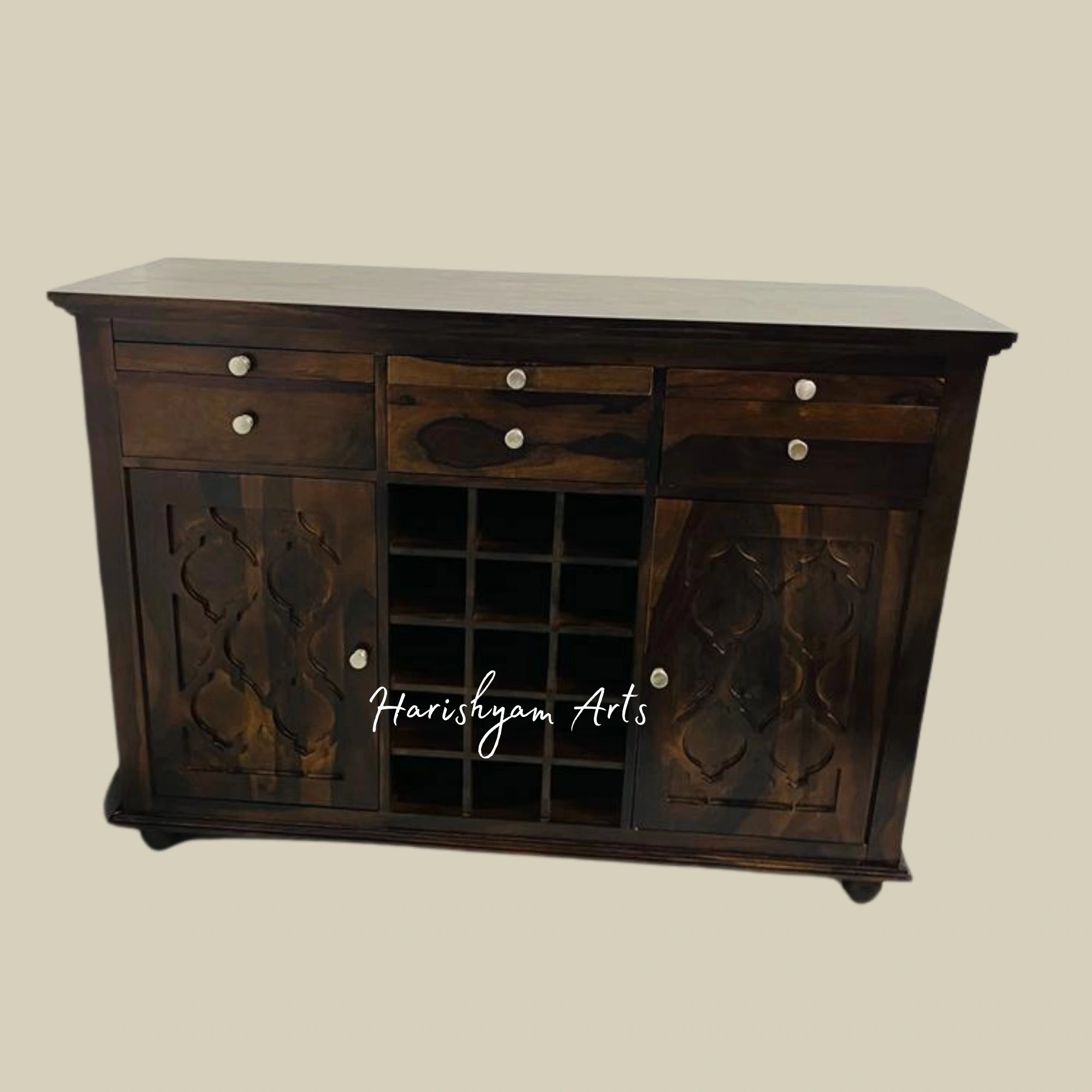 Traditional Wooden Bar Cabinet with Doors