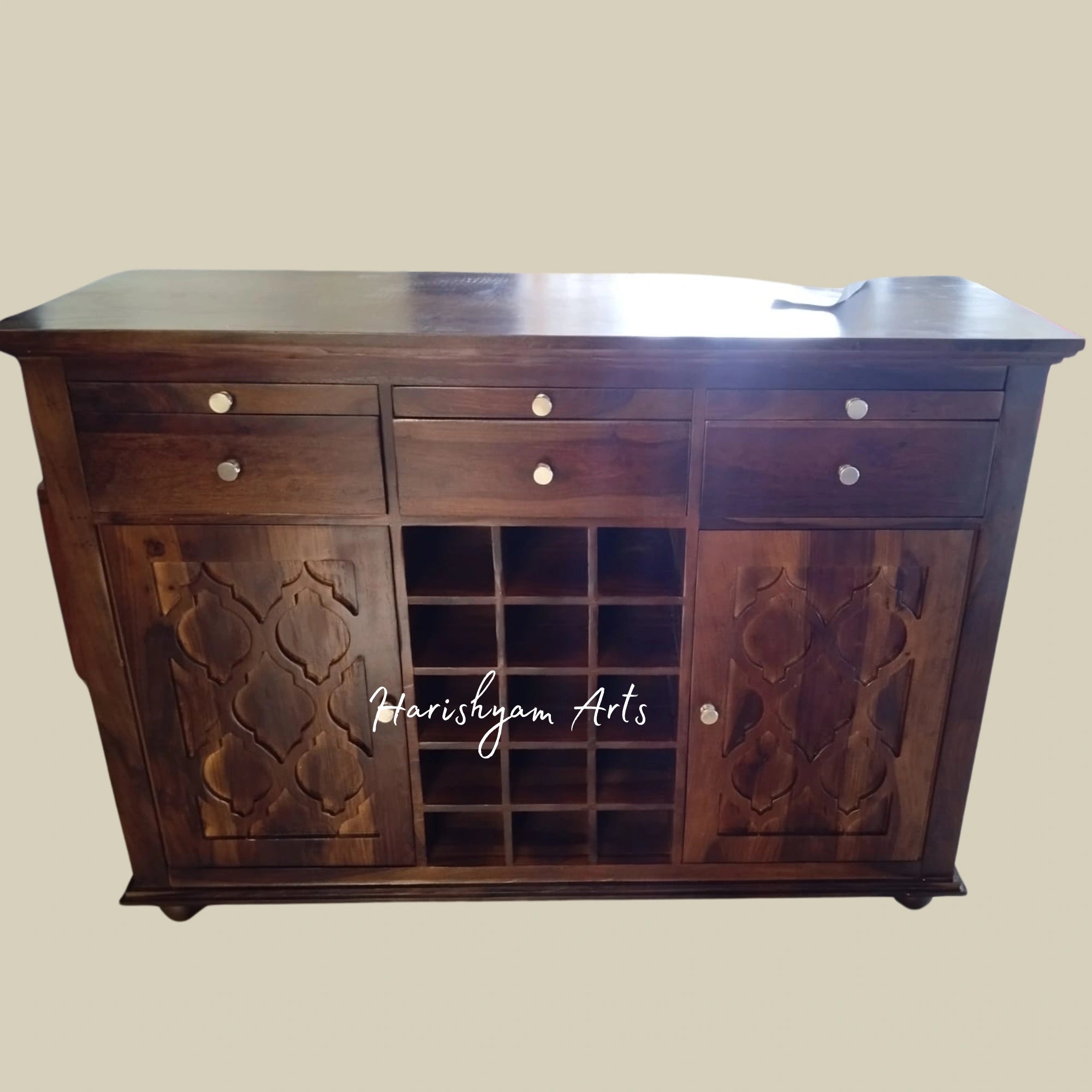 Traditional Wooden Bar Cabinet with Doors