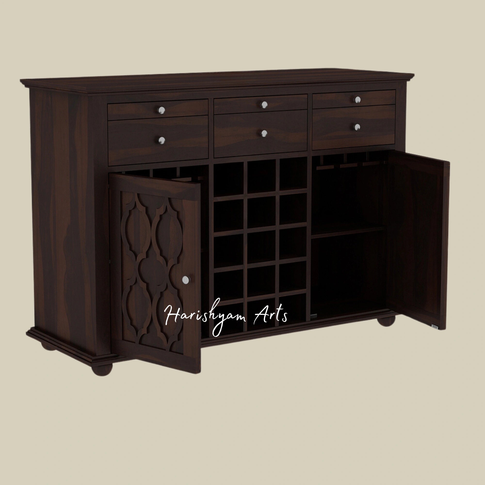 Traditional Wooden Bar Cabinet with Doors