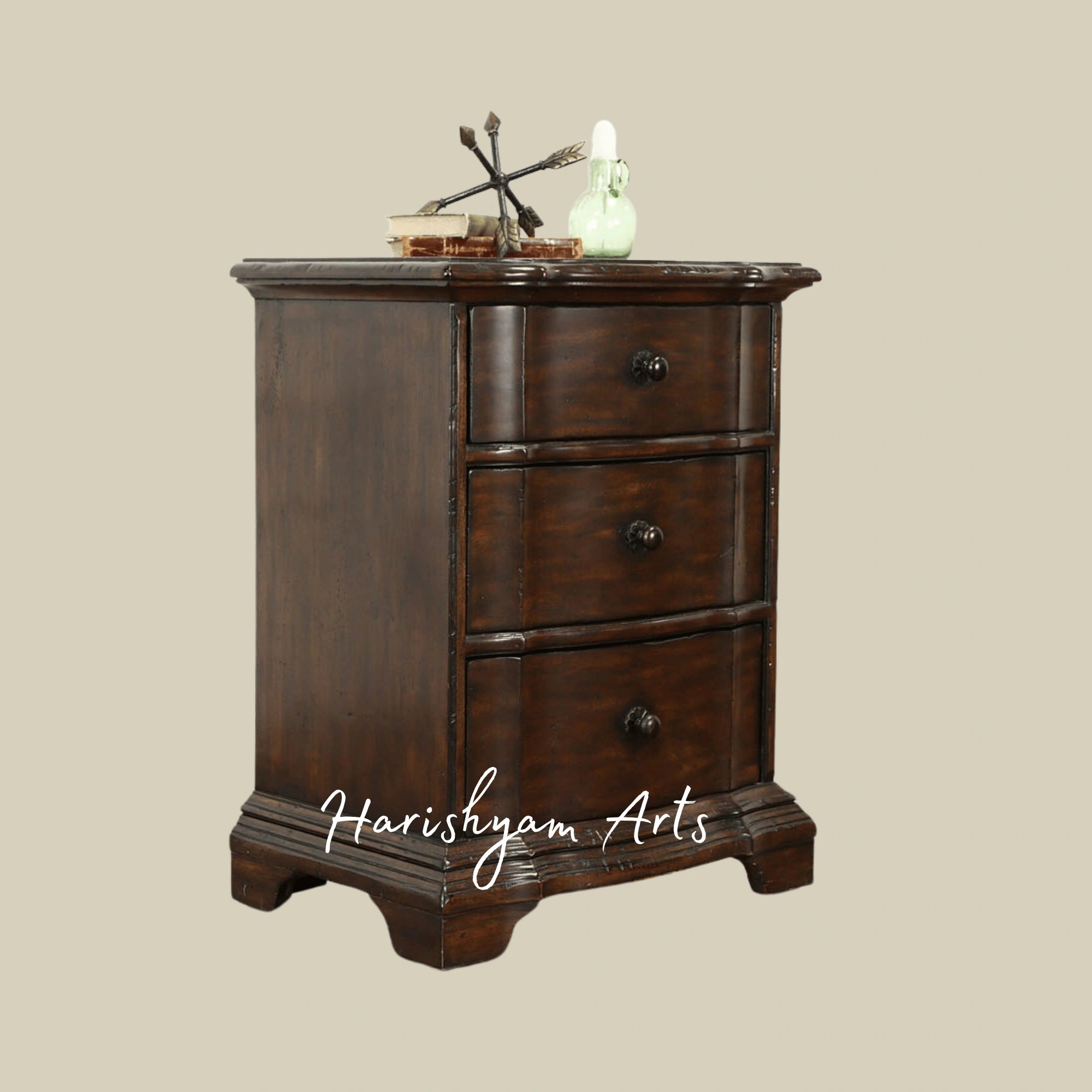 Traditional Wooden Nightstand with Elegant Detailing