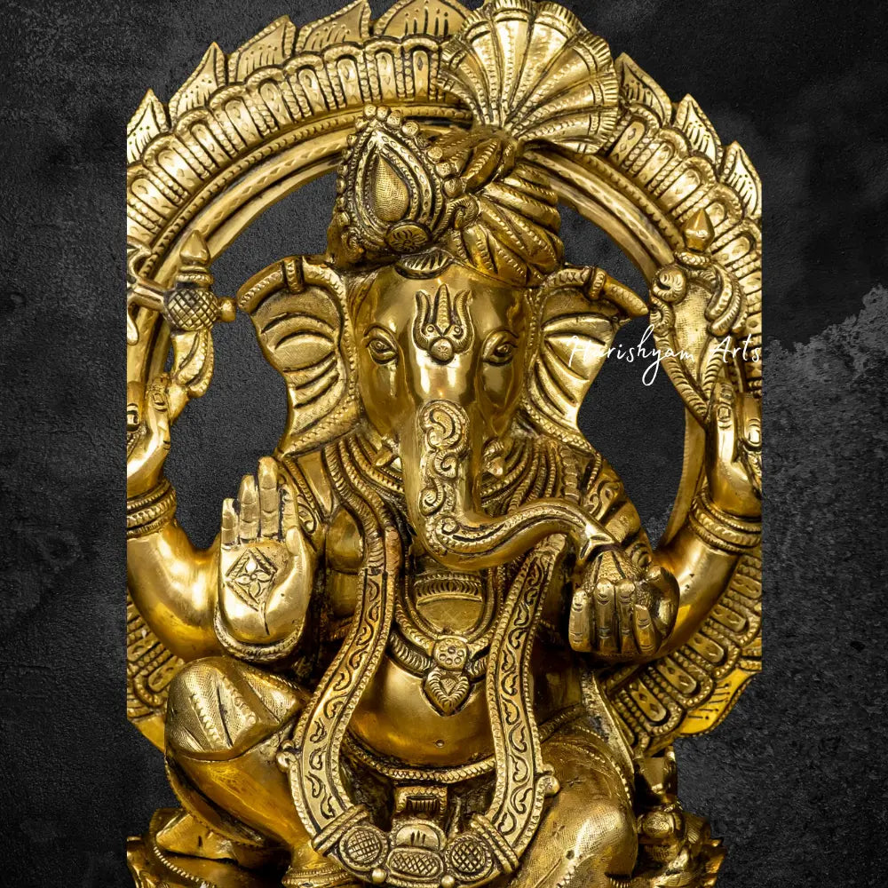 Kamal Ganesh With Umbrella Brass Statue