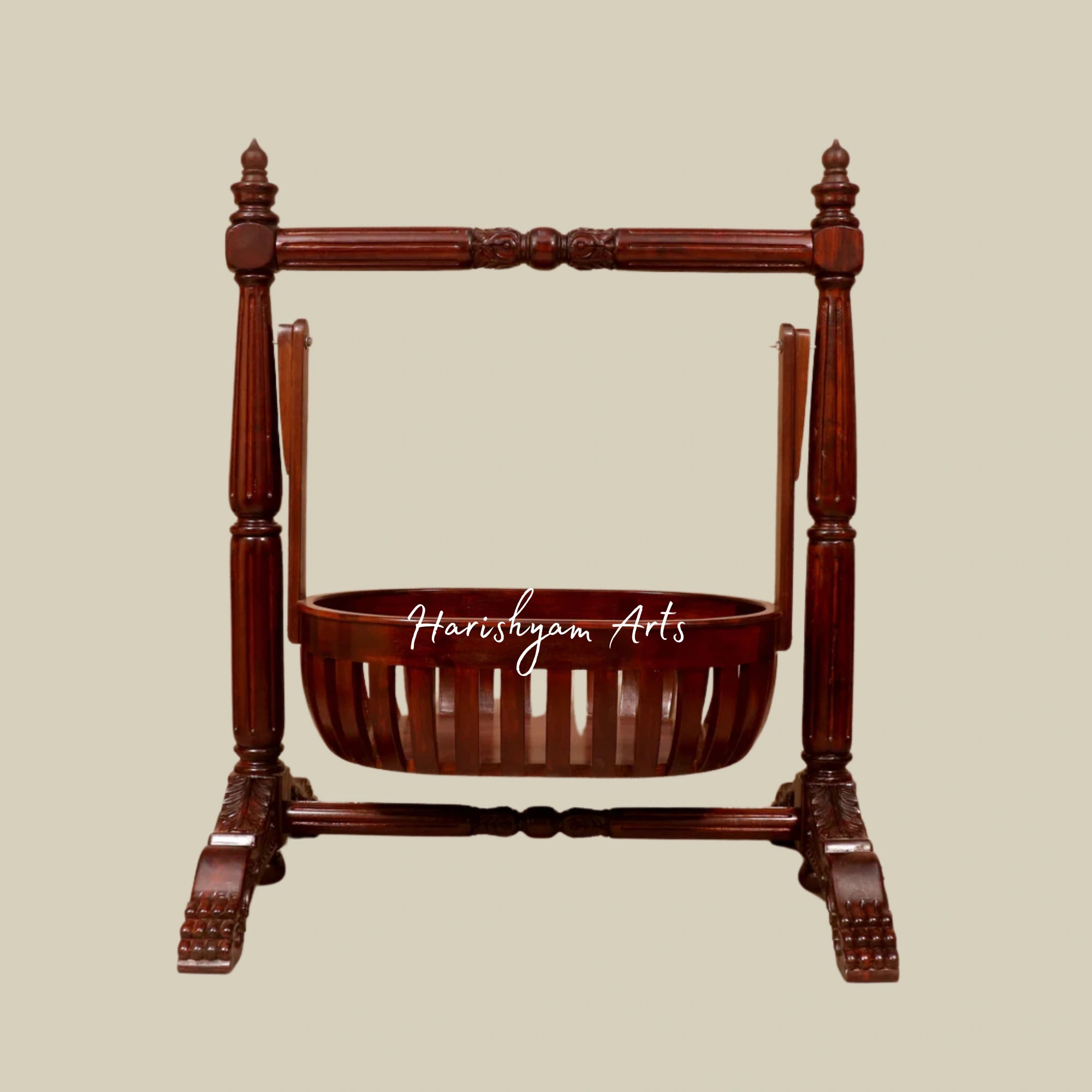 Victorian Classic Style Handmade Teak Wood Baby Crib Cradle