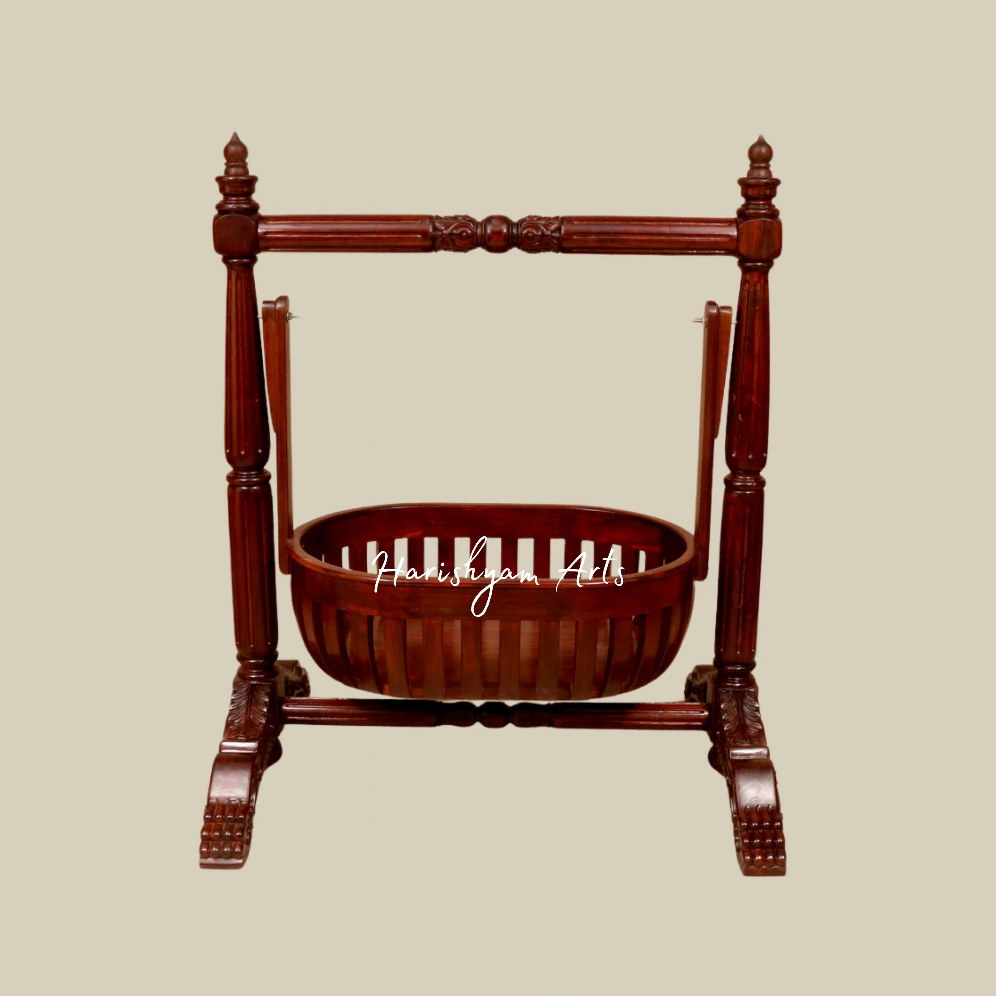 Victorian Classic Style Handmade Teak Wood Baby Crib Cradle