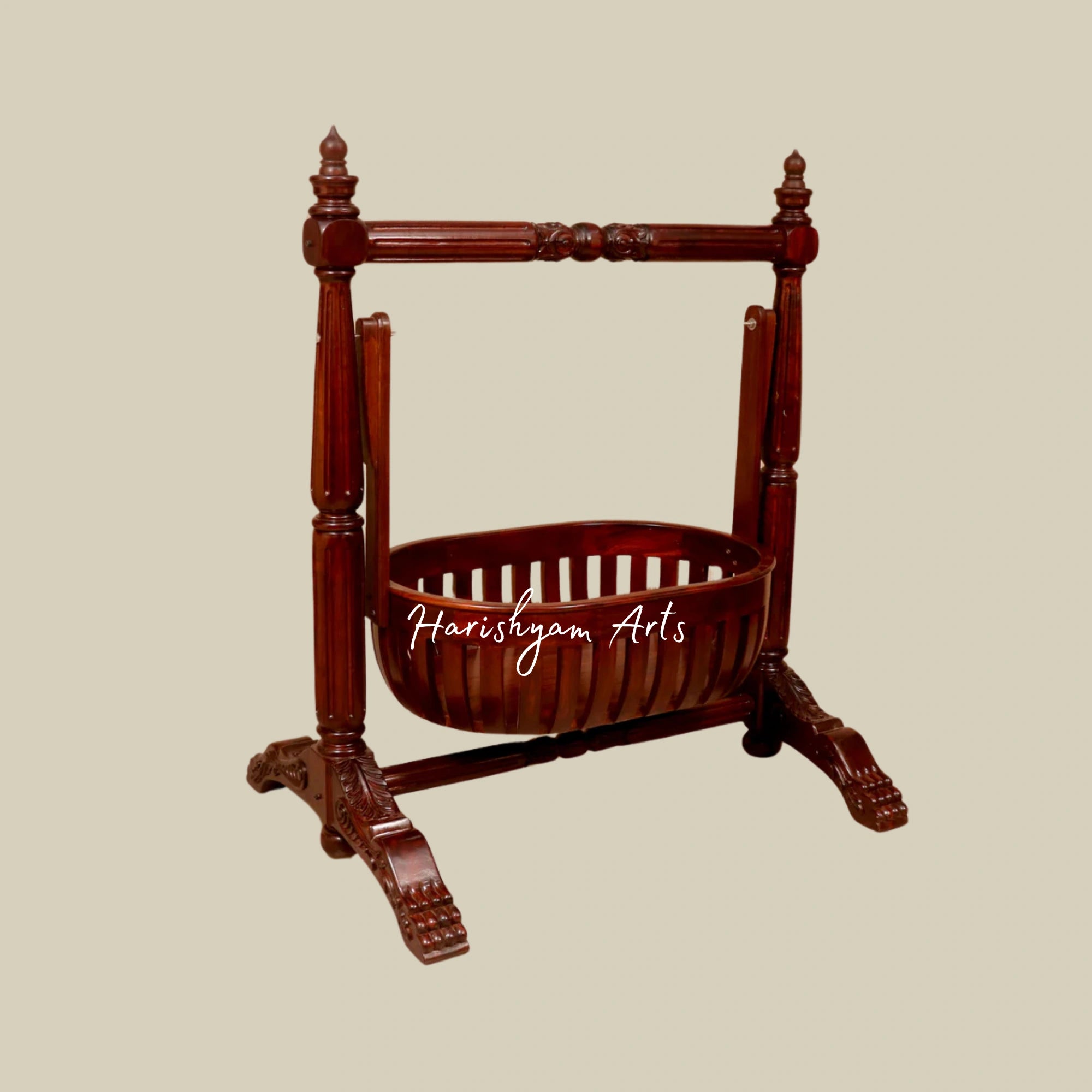 Victorian Classic Style Handmade Teak Wood Baby Crib Cradle