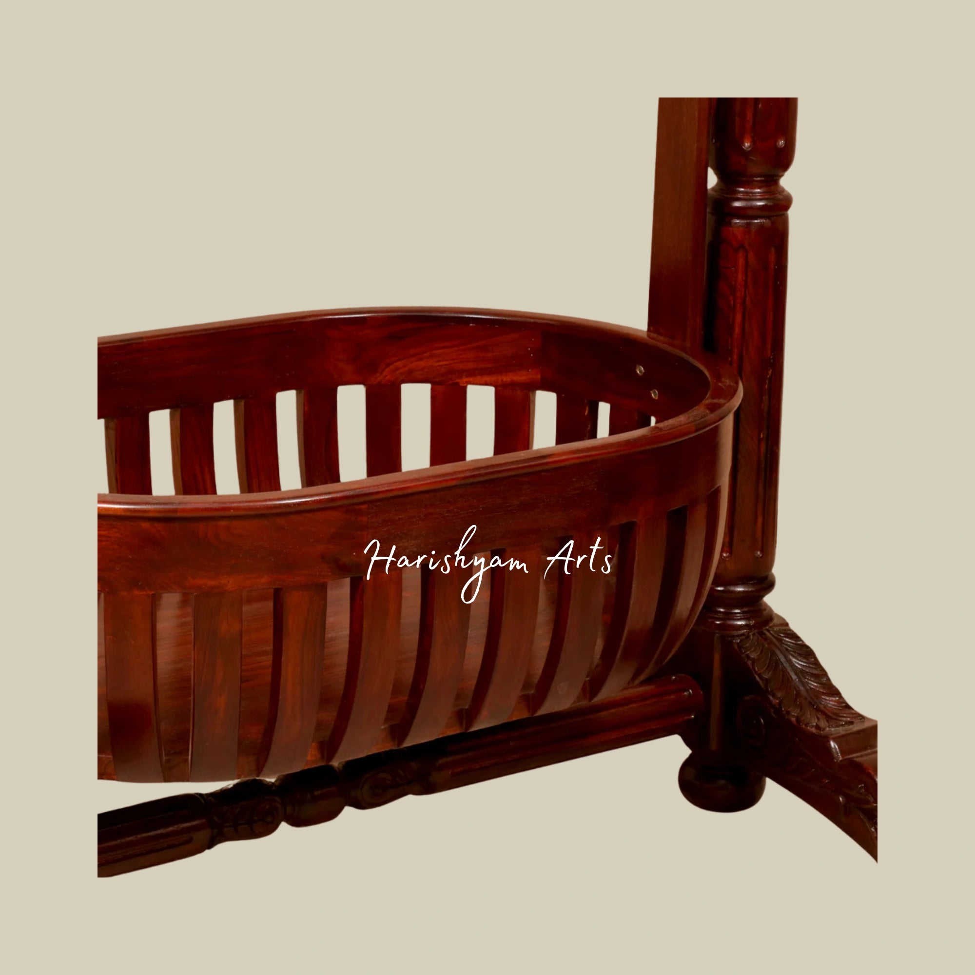 Victorian Classic Style Handmade Teak Wood Baby Crib Cradle