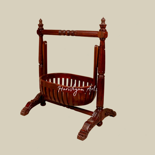 Victorian Classic Style Handmade Teak Wood Baby Crib Cradle