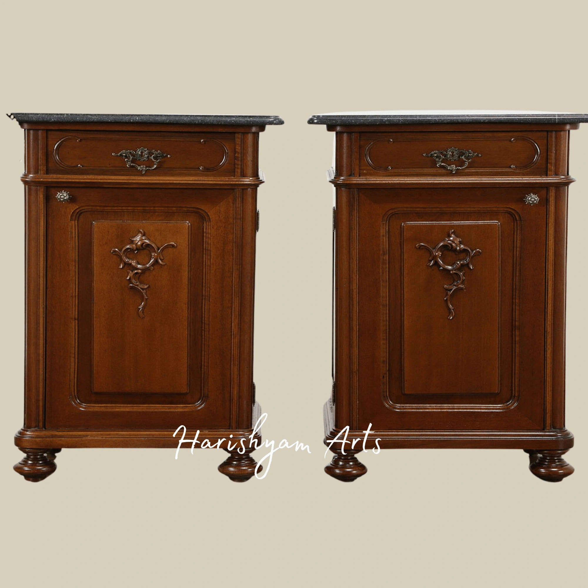 Victorian Royal Wooden Bed Set Antique Carved Bedroom Furniture with Dresser and Nightstands