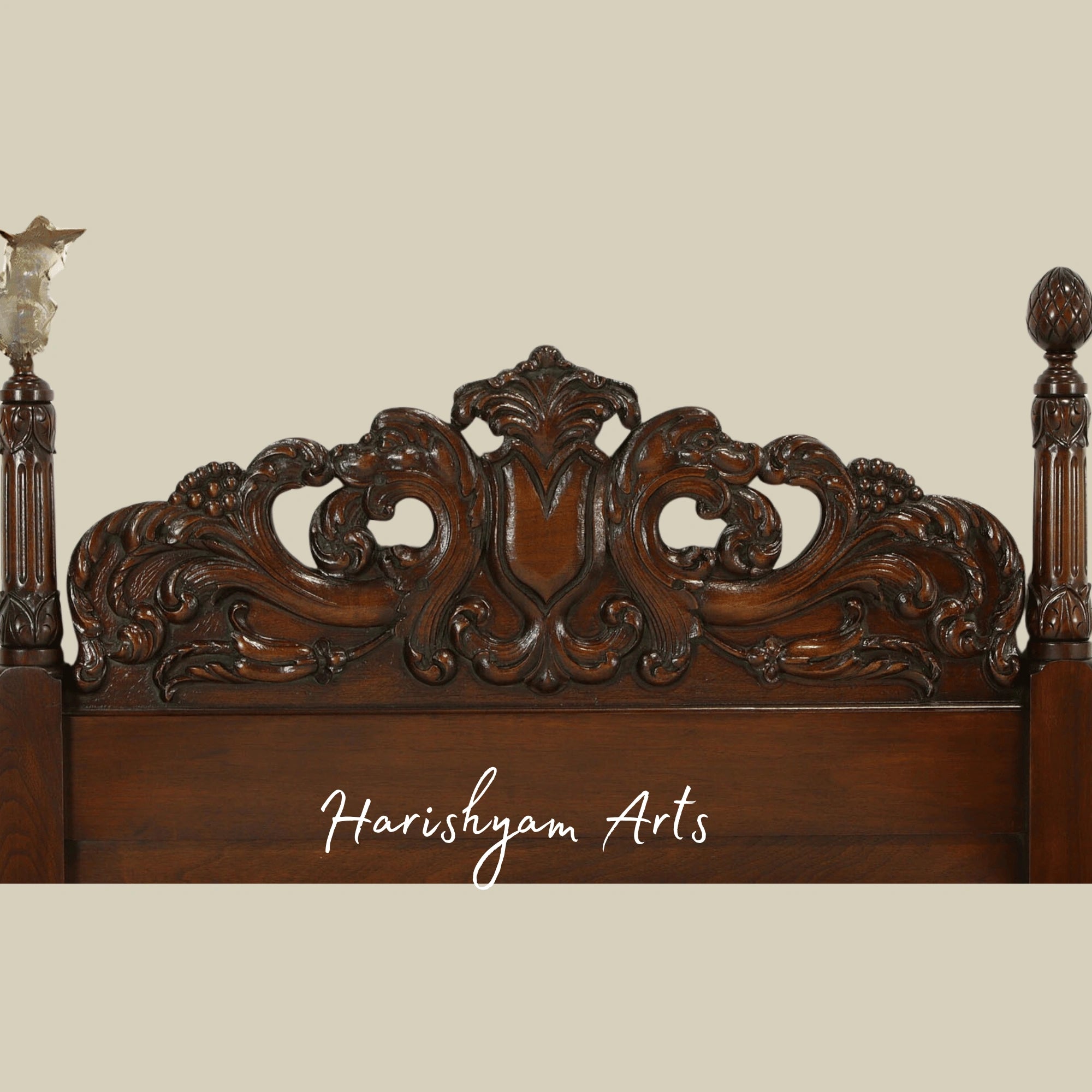 Victorian Twin Wooden Bed Set Antique Hand Carved Design