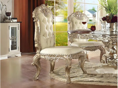 Vintage Elegance 2-Piece Antique White and Silver Side Dining Table and Chair Set