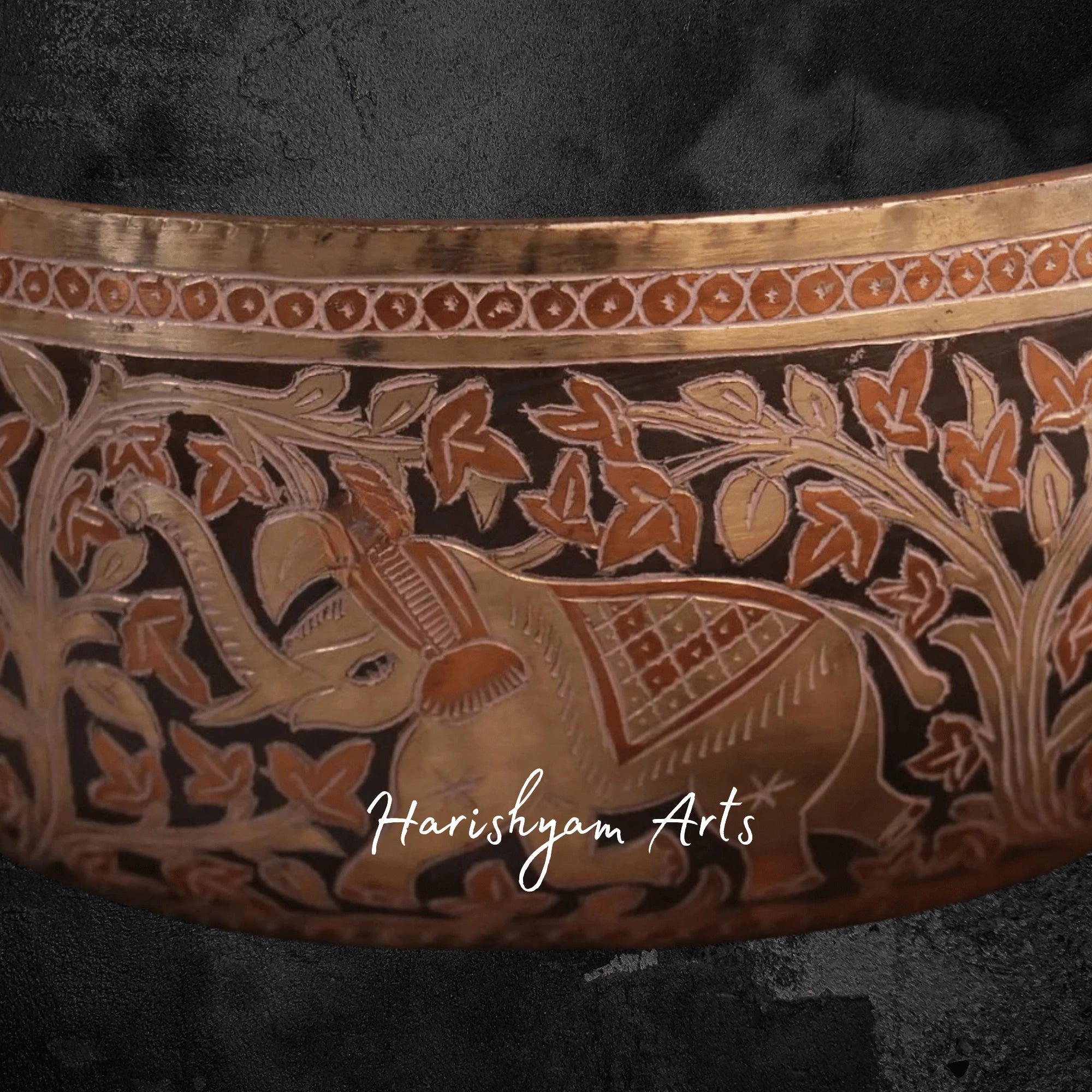 Vintage Jambati Singing Bowl with Elephant Design for Deep Meditation
