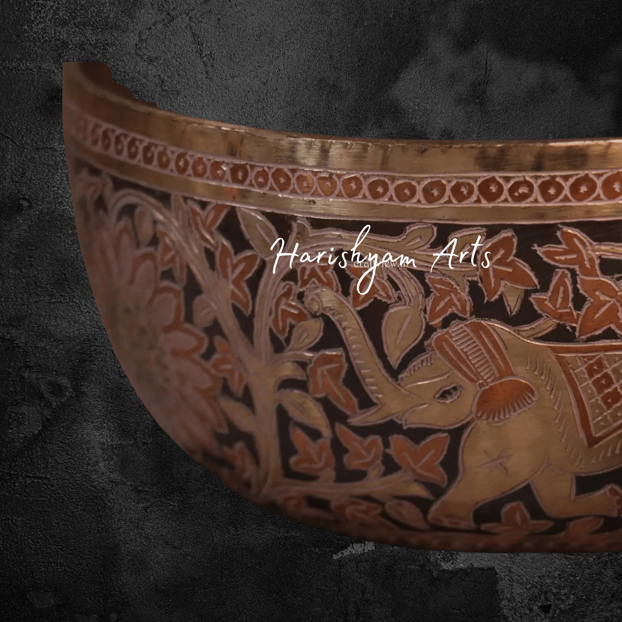 Vintage Jambati Singing Bowl with Elephant Design for Deep Meditation