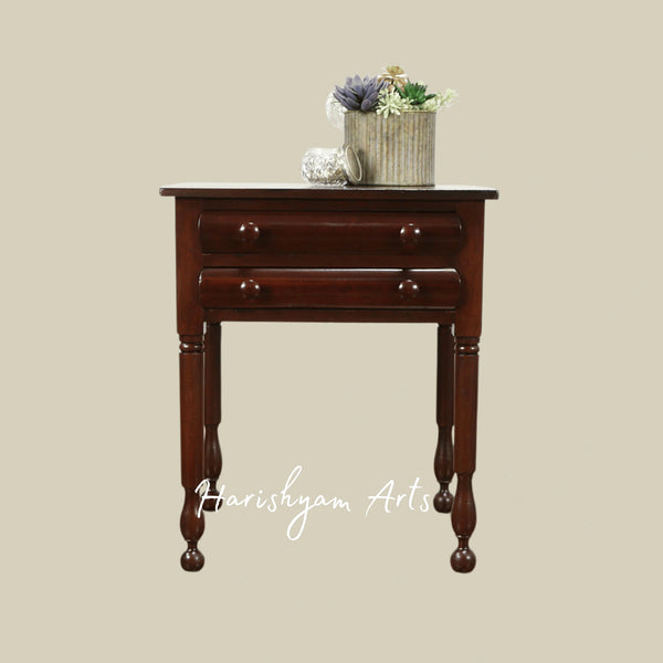 Vintage Wooden Bedside Nightstand with Turned Legs