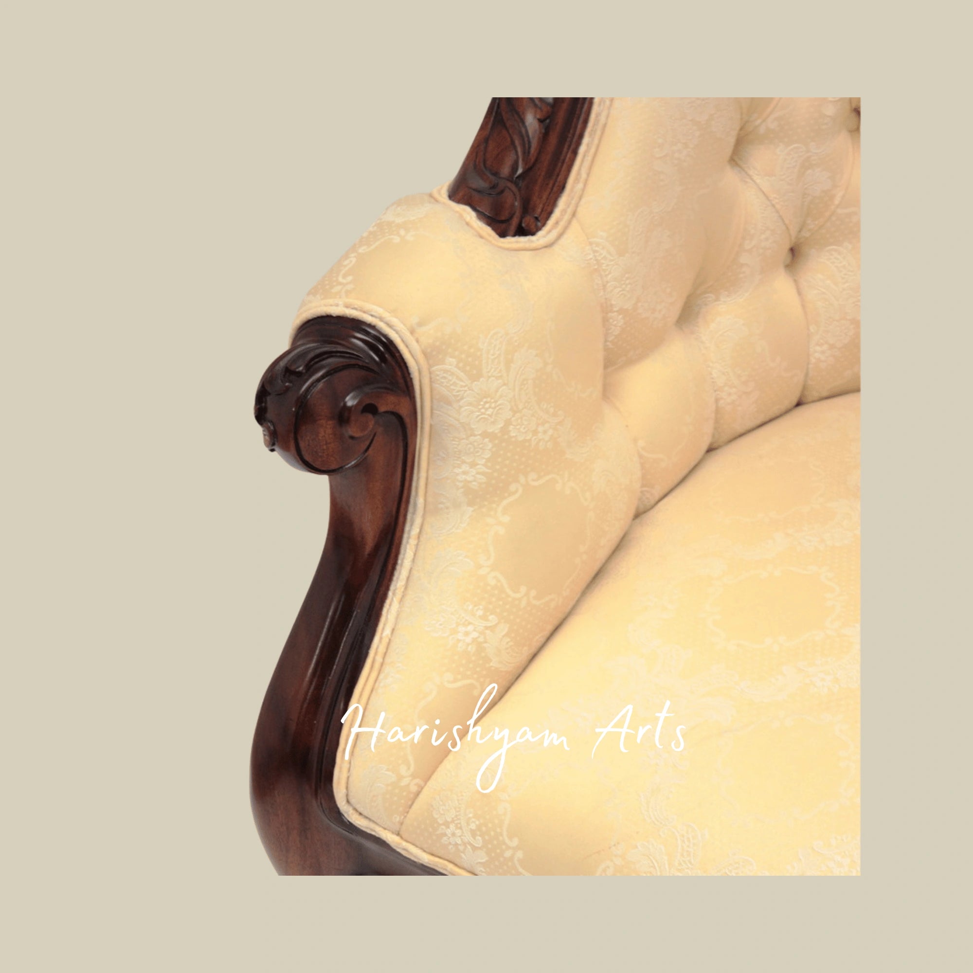 VintageWoodenDiwanSofawithClassicButtonTuftedBackrest3