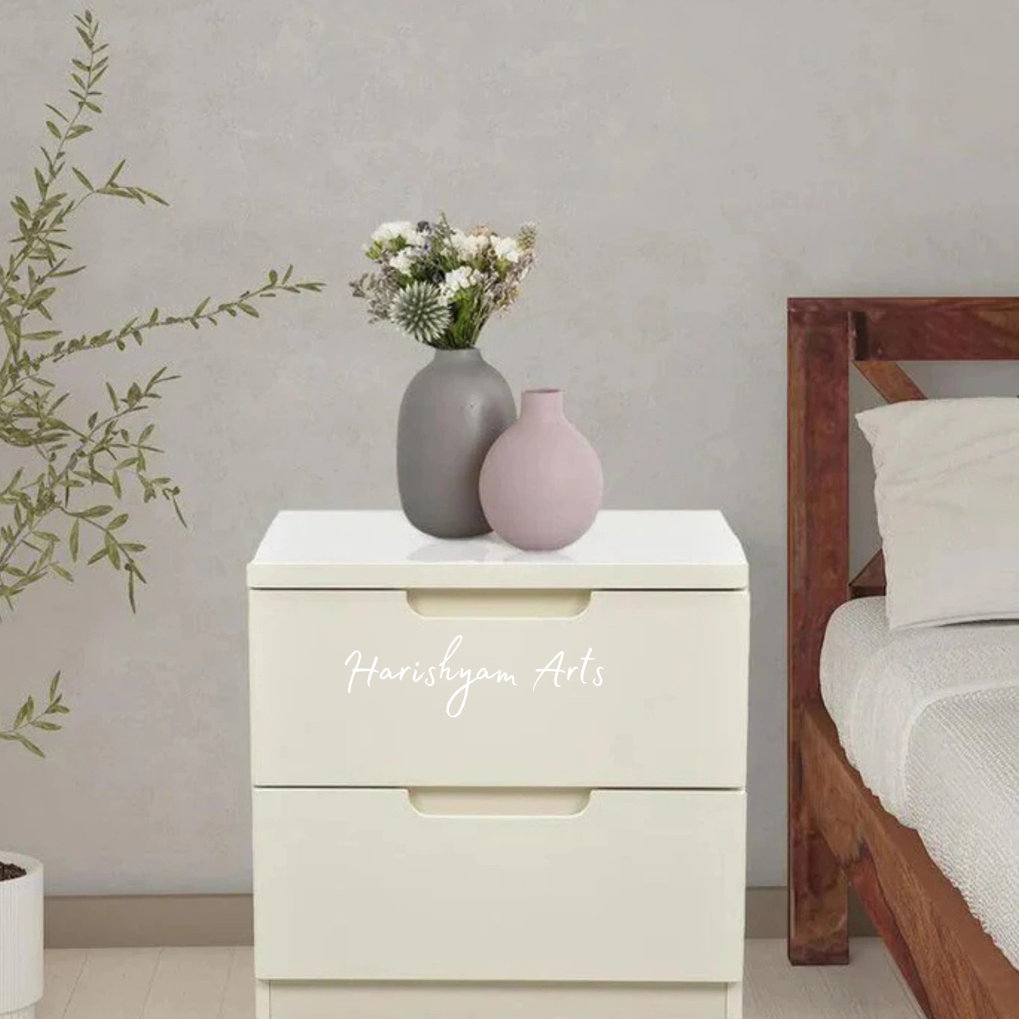 White Color Bedside Table