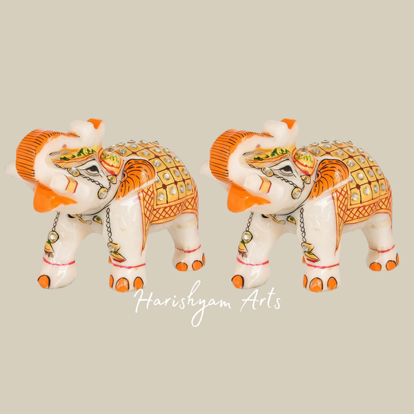 White Marble Elephant Statue Handmade Decorative Sculpture