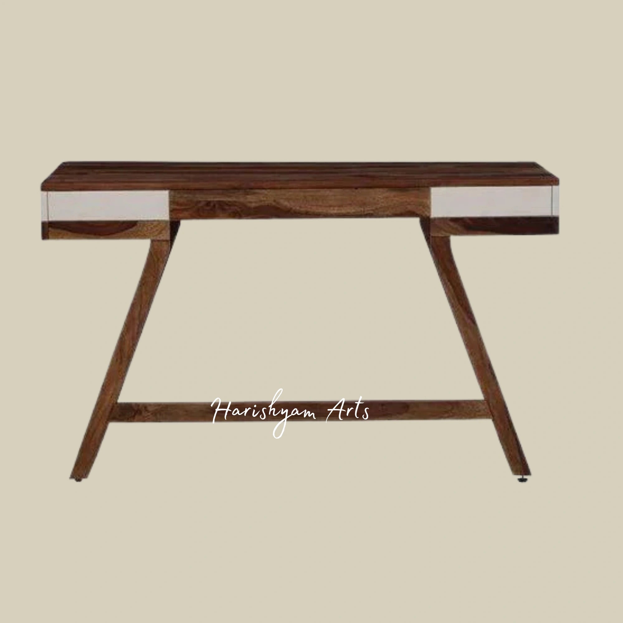 White and Rustic Teak Wood Study Table