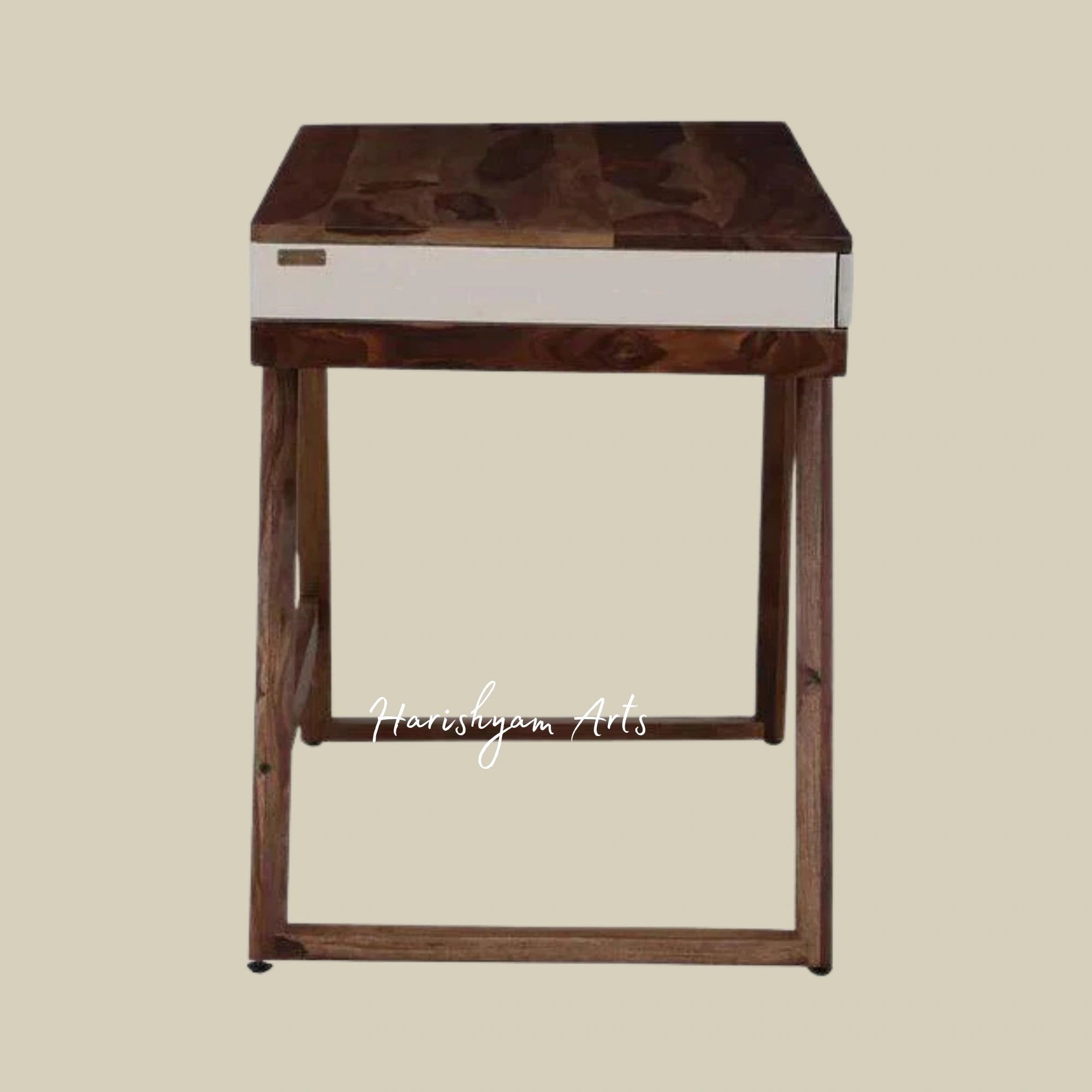 White and Rustic Teak Wood Study Table