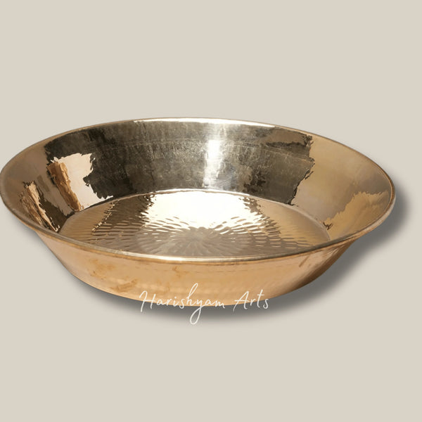 Wide Brass Paraat Bowl for Dough Kneading and Mixing