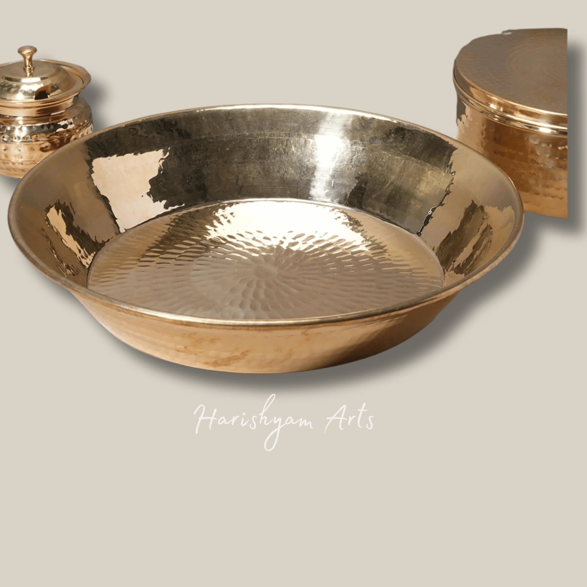 Wide Brass Paraat Bowl for Dough Kneading and Mixing