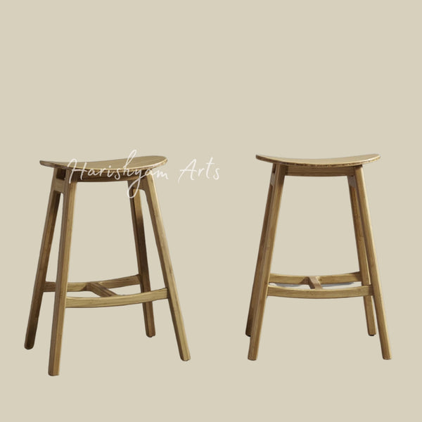 Wooden Bar Counter Stool Set 2 Pcs