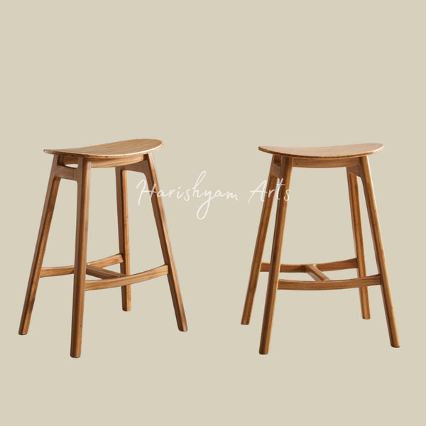 Wooden Bar Counter Stool Set 2 Pcs