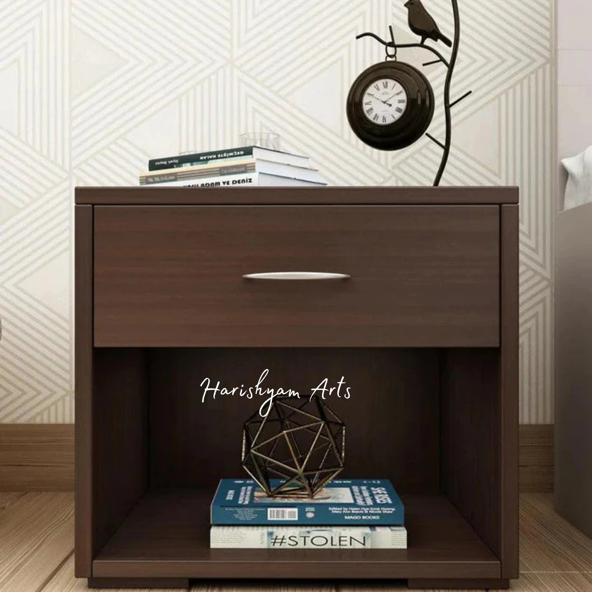 Wooden Bedside Table with Drawer