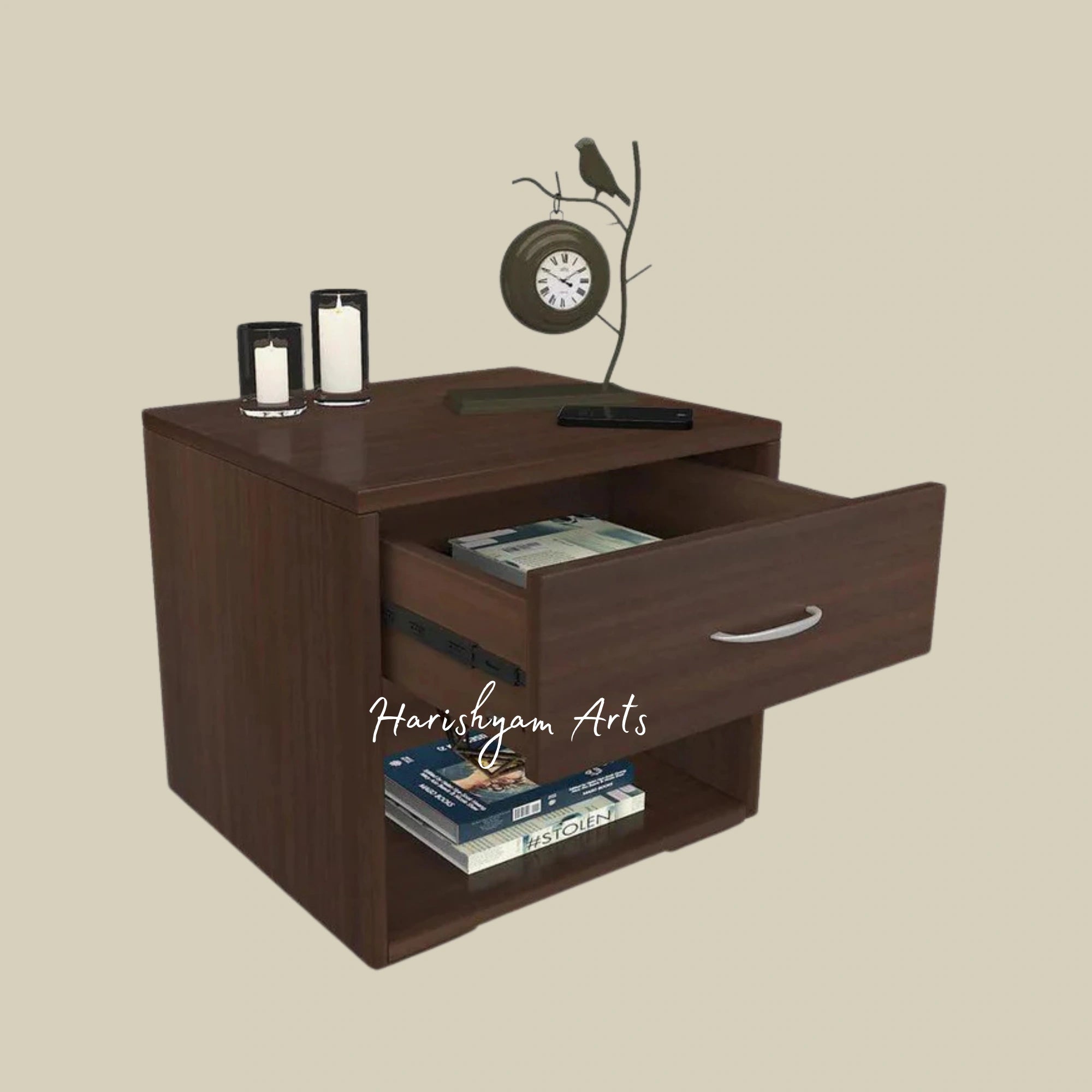 Wooden Bedside Table with Drawer