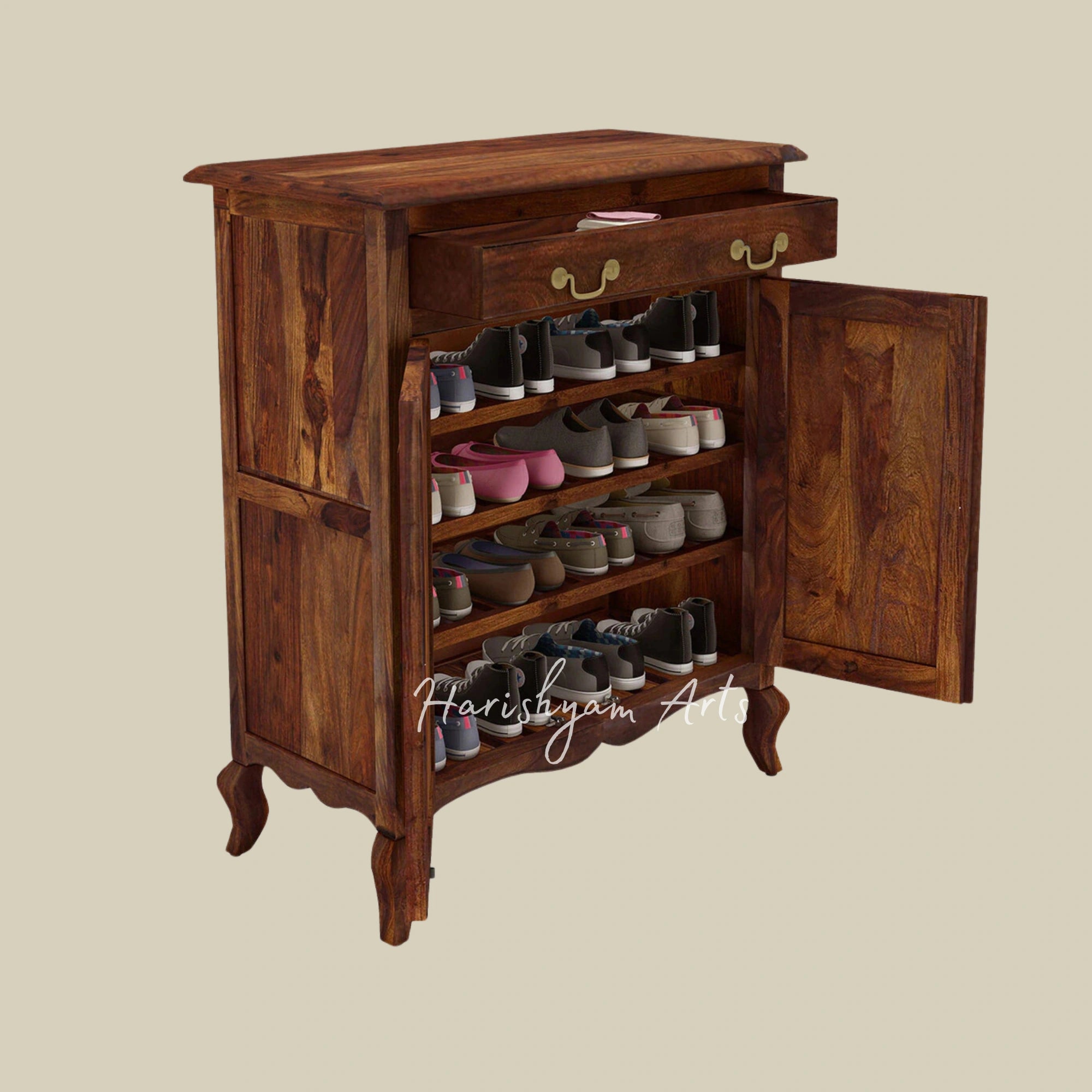 Wooden Shoe Rack Cabinet in Elegant Provincial Teak Finish