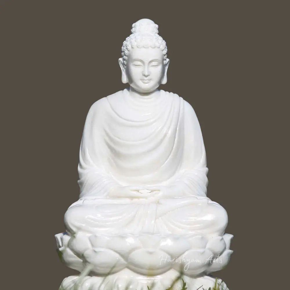 Buddha On Lotus Flower Throne Statues