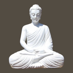 Pure White Marble Buddha Statue in Meditating Position