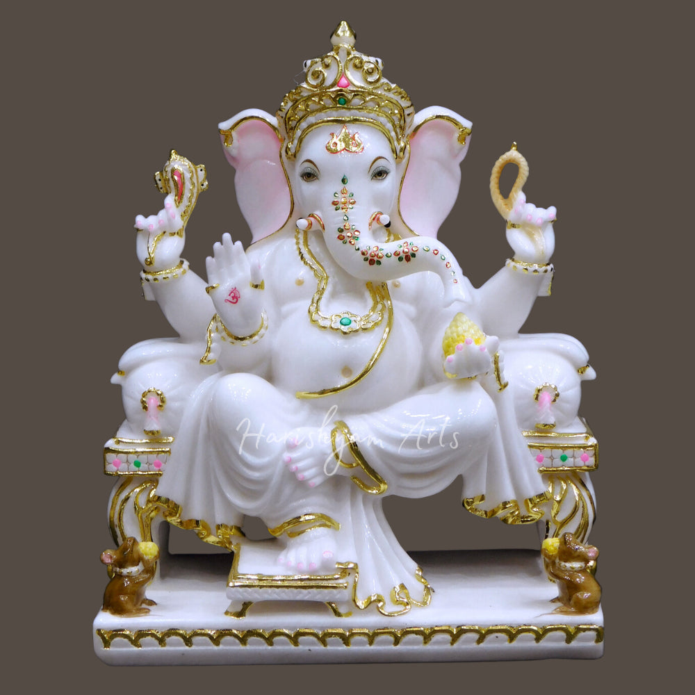 Handcarved Marble Ganesha Statue