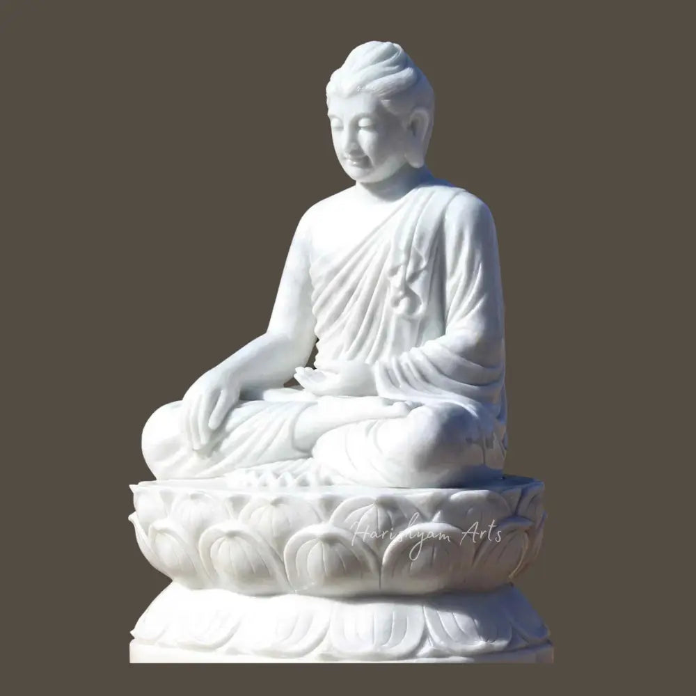 Lotus Buddha Statue in Marble Stone