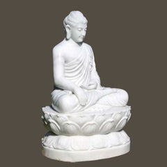 Lotus Buddha Statue in Marble Stone