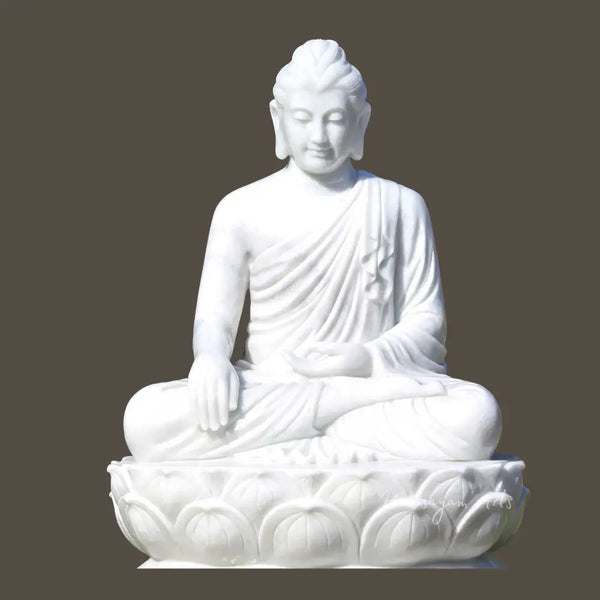 Lotus Buddha Statue in Marble Stone